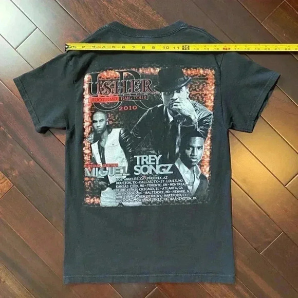 Usher 2010 OMG Concert Tour  Graphic Print Band T-shirt Black Size Small - Picture 13 of 16